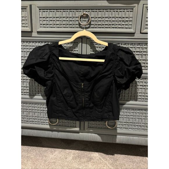 NWOT Ulla Johnson Kalena puff sleeve zip front crop top, Sz 10, $285 A29 - Picture 6 of 11